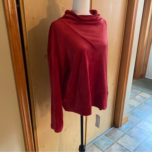 RBX • Velour Cowlneck Boxy Fit Sweatshirt in Red - Picture 11 of 14